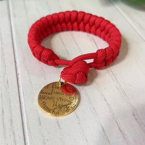 Magic Red Bracelet with Gold Inspirational Charm